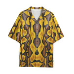 Hawaiian Shirt Yellow and Black Snake Skin Pattern