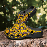 Classic Clogs Yellow and Black Snake Skin Pattern