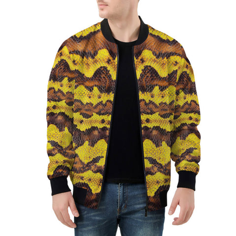 Bomber Jacket Yellow and Brown Snake Skin Print