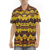 Men's Polo Shirt Yellow and Brown Snake Skin Print