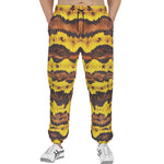 Men's Sweatpants Yellow and Brown Snake Skin Print