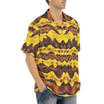Hawaiian Shirt Yellow and Brown Snake Skin Print