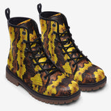 Leather Boots Yellow and Brown Snake Skin Print