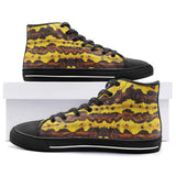 High-Top Canvas Shoes Yellow and Brown Snake Skin Print