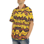 Hawaiian Shirt Yellow and Brown Snake Skin Print