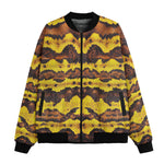 Bomber Jacket Yellow and Brown Snake Skin Print