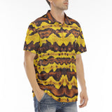 Men's Polo Shirt Yellow and Brown Snake Skin Print