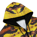 Men's Zip Up Hoodie Yellow and Brown Snake Skin Print