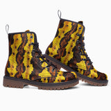 Leather Boots Yellow and Brown Snake Skin Print