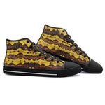 High-Top Canvas Shoes Yellow and Brown Snake Skin Print