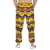 Men's Sweatpants Yellow and Brown Snake Skin Print