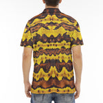 Men's Polo Shirt Yellow and Brown Snake Skin Print