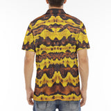 Men's Polo Shirt Yellow and Brown Snake Skin Print