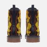 Leather Boots Yellow and Brown Snake Skin Print