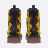 Leather Boots Yellow and Brown Snake Skin Print