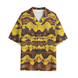 Hawaiian Shirt Yellow and Brown Snake Skin Print