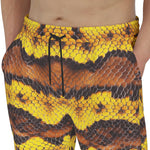 Men's Sweatpants Yellow and Brown Snake Skin Print