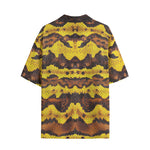 Hawaiian Shirt Yellow and Brown Snake Skin Print