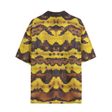 Hawaiian Shirt Yellow and Brown Snake Skin Print