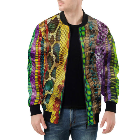 Bomber Jacket Colorful Snake Skin Patterns