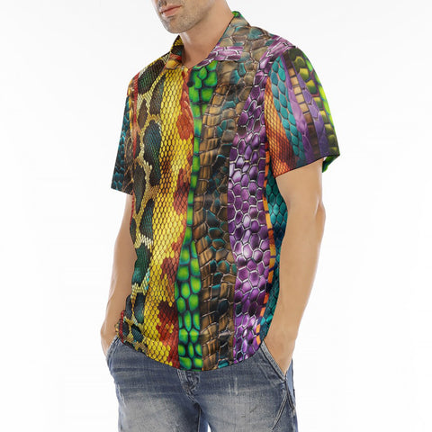 Men's Polo Shirt Colorful Snake Skin Patterns