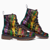 Leather Boots Colorful Snake Skin Patterns