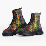 Casual Leather Chunky Boots Colorful Snake Skin Patterns