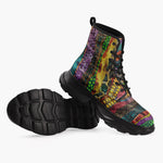 Casual Leather Chunky Boots Colorful Snake Skin Patterns