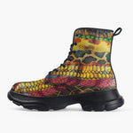 Casual Leather Chunky Boots Colorful Snake Skin Patterns