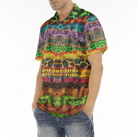 Men's Polo Shirt Colorful Snake Skin Patterns