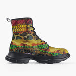 Casual Leather Chunky Boots Colorful Snake Skin Patterns