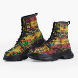 Casual Leather Chunky Boots Colorful Snake Skin Patterns