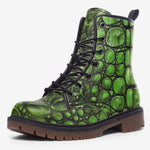 Leather Boots Green Crocodile Skin Print