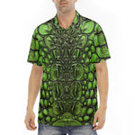 Men's Polo Shirt Green Crocodile Skin Print