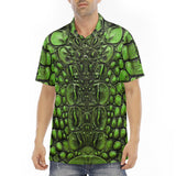 Men's Polo Shirt Green Crocodile Skin Print
