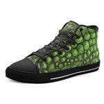 High-Top Canvas Shoes Green Crocodile Skin Print