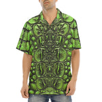 Hawaiian Shirt Green Crocodile Skin Print