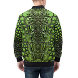 Bomber Jacket Green Crocodile Skin Print