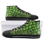 High-Top Canvas Shoes Green Crocodile Skin Print