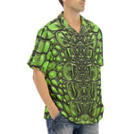 Hawaiian Shirt Green Crocodile Skin Print