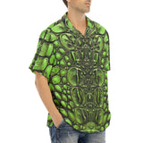 Hawaiian Shirt Green Crocodile Skin Print