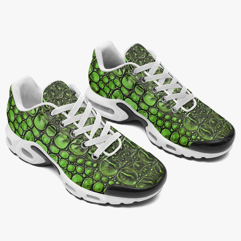 Air Cushion Sneakers Green Crocodile Skin Print