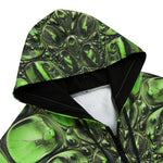 Men's Zip Up Hoodie Green Crocodile Skin Print