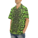 Hawaiian Shirt Green Crocodile Skin Print