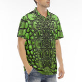 Men's Polo Shirt Green Crocodile Skin Print