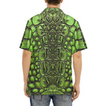 Hawaiian Shirt Green Crocodile Skin Print