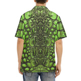 Hawaiian Shirt Green Crocodile Skin Print