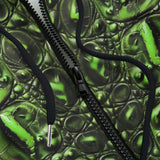 Men's Zip Up Hoodie Green Crocodile Skin Print