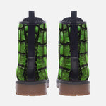 Leather Boots Green Crocodile Skin Print