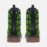 Leather Boots Green Crocodile Skin Print